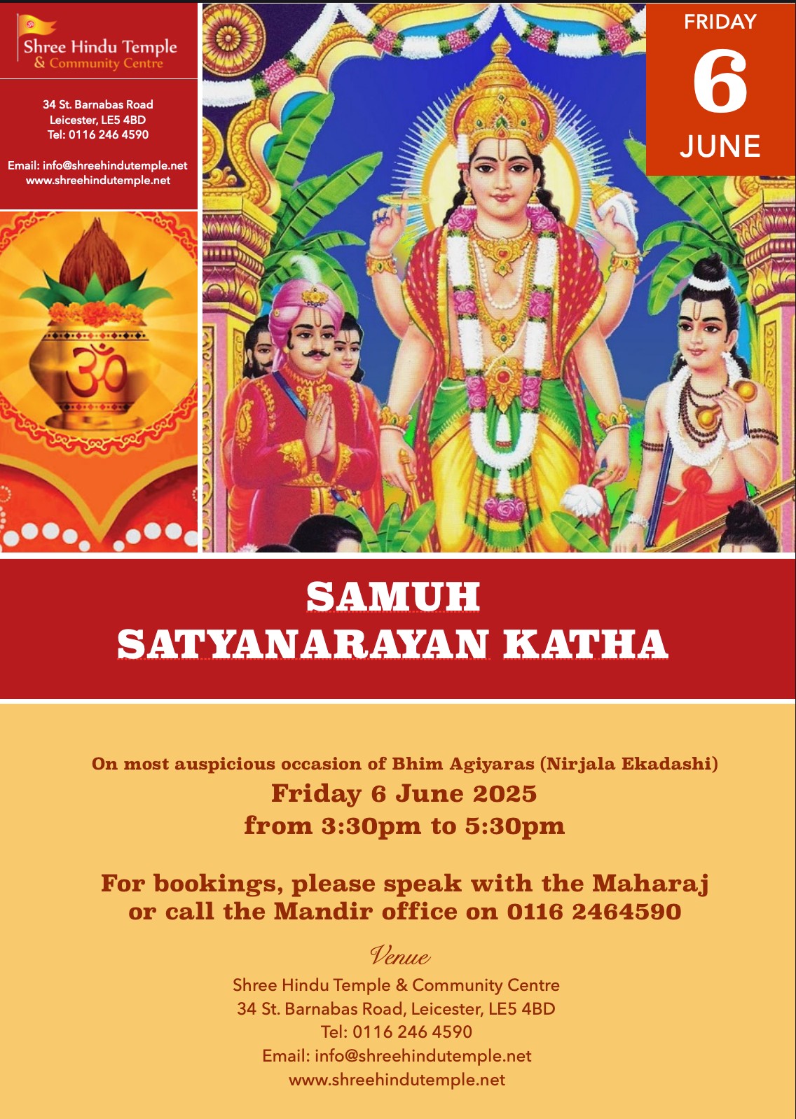 Satyanarayan Katha on Friday 6 June 2025